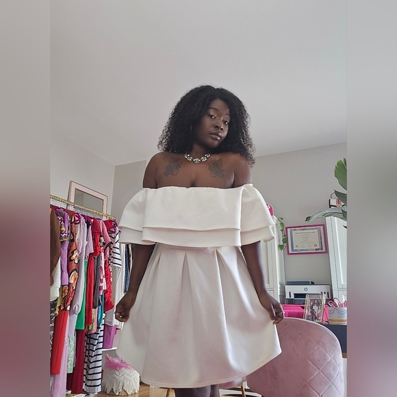 ASOS - Strapless White Ruffle Dress - Picture 3 of 9